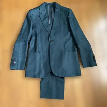 미사용 새상품 Paul Smith 남성용 다크 그린 린넨 수트 S 사이즈