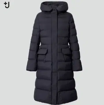 유니클로 질 샌더 +j 울트라 라이트 다운 롱 후디드 코트 S 네이비