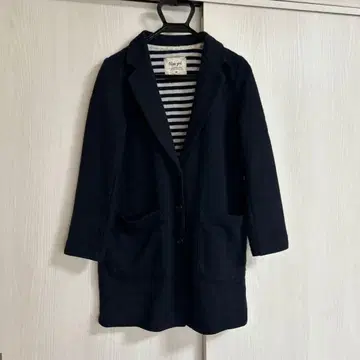 올리브 걸 네이비 니트 체스터 코트