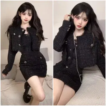 알리익스프레스 트위드 셋업 미니 원피스