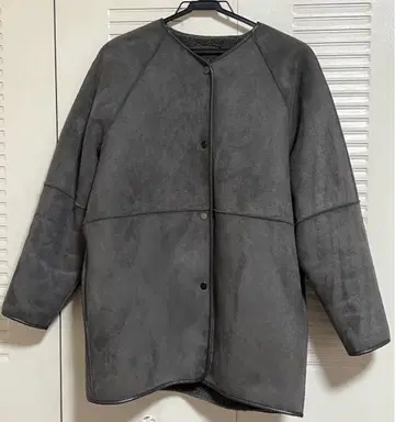 롤러애슐리 보아 코트, 무스탕 아우터, 그레이, 노카라 방한