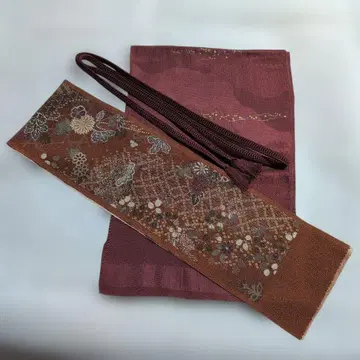 꽃무늬 자수 오비 장식 천과 오비 끈, 장식용 깃 세트