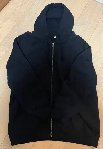 무지 라보 옛날 방식 그대로 짜낸 맨투맨 풀 집업 후드티 S 블랙