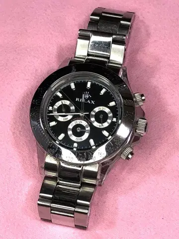 RELAX 크로노그래프 남성용 손목시계 작동 새상품 배터리