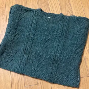 QUIPOS 케이블 니트 피셔맨 니트 울 100% 두꺼운 원단