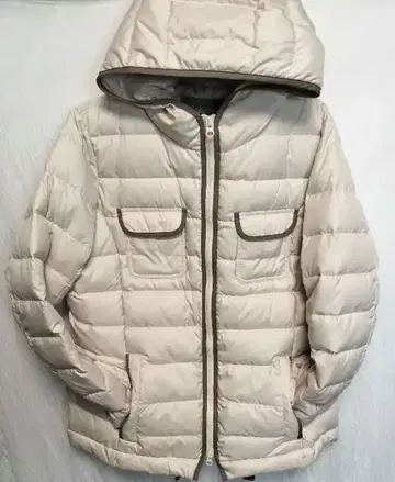 Eddie Bauer 후드 부착 다운 자켓 베이지