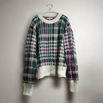 TOMMY HILFIGER 체크 무늬 니트 스웨터 긴팔