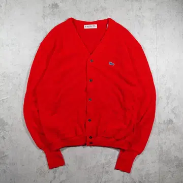 60-70s IZOD LACOSTE USA제 아크릴 가디건 레드