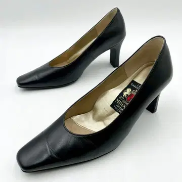 미하마 펌프스 스퀘어토 힐 일본제 블랙 22.0 Y1379