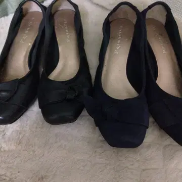 리본 포함 플랫슈즈 블랙 네이비