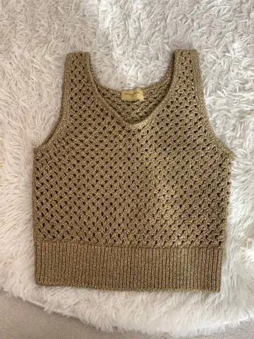 UNITED ARROWS 메쉬 편직 골드 니트 베스트 뷔스티에