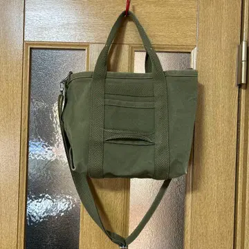 PLST 올리브색 캔버스 숄더 토트백