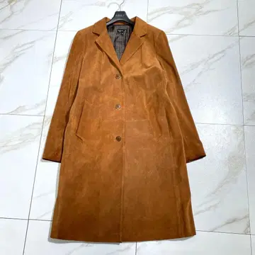 레어 에네스베 카우 가죽 스웨이드 체스터 코트 올 패턴 안감