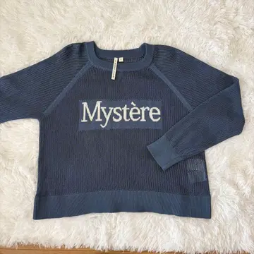 HK WORKS LONDON 로고 시스루 니트 M 블루 메쉬 개성