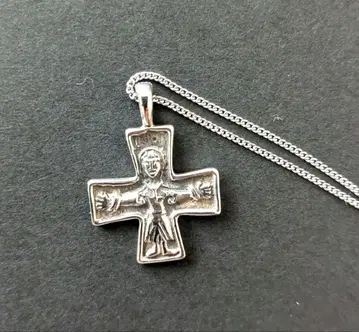 미사용 실버 십자가 펜던트