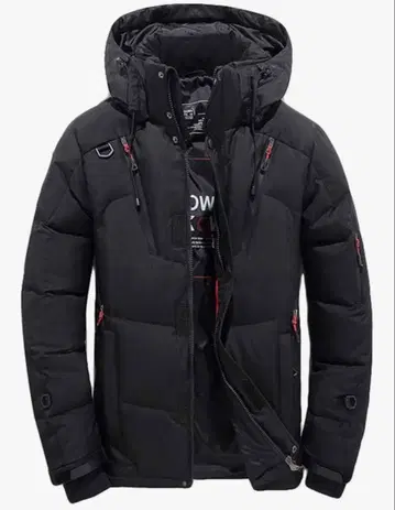 블랙 다운 자켓 탈부착 후드