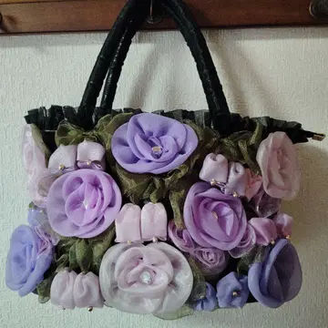 말리 컬렉션 보라색 꽃 모티브 토트백