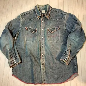 레어 크래커 잭 빈티지 가공 데님 셔츠 던거리 셔츠 일본제