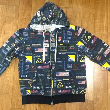 XLARGE 로고 프린트 집업 후드티 Small