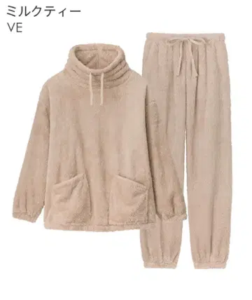 목까지 따뜻한 플리스 긴팔 상하의 세트 여성용 룸웨어 파자마