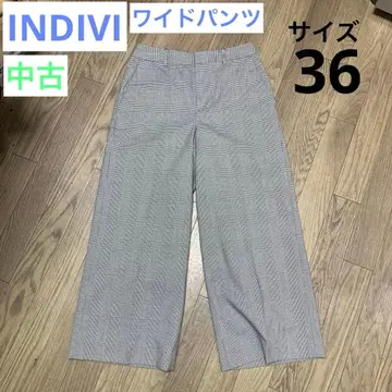 [중고] 여성용 팬츠 INDIVI 체크 짧은 기장 36