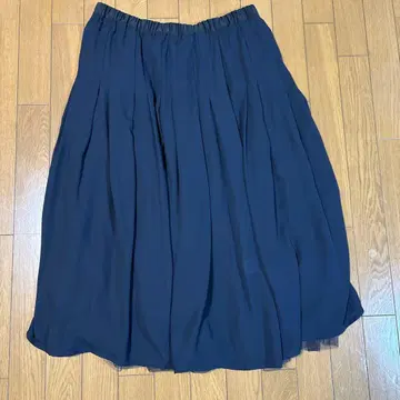 민트 브리즈 네이비 플레어 스커트 허리밴딩