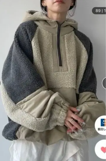 wee9s [ UNISEX ] 오버 사이즈 보아 후디 블루종