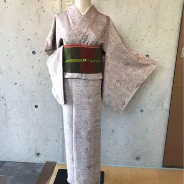 순수 실크  기모노 나뭇잎 패턴 부드러운  이중 기모노