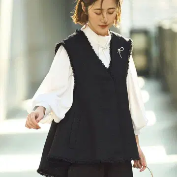 RUIRUE BOUTIQUE 트위드 베스트 3종 셋업 블랙