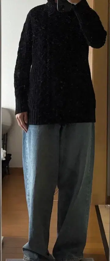 GAP 케이블 짜임 터틀넥 스웨터 니트 블랙