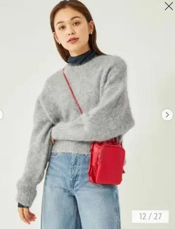 새상품급 유나이티드 애로우즈 알파카 믹스 샤기 크롭 풀오버 니트