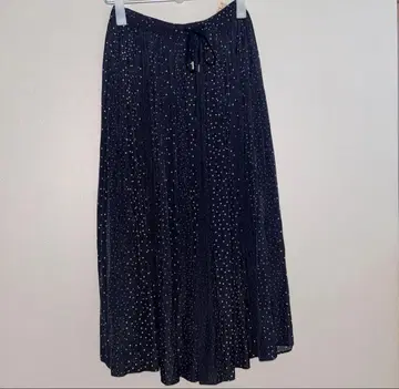 Yangany 네이비 도트 무늬 플리츠 스커트 made in Japan