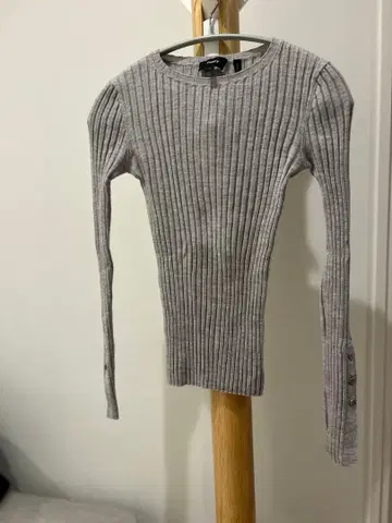 Theory 그레이 리브 편직 긴팔 스웨터 고급