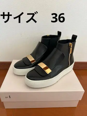 sergio rossi 블랙 가죽 하이컷 스니커즈 사이즈 36 SR1