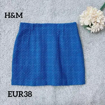 H&M 미니 스커트 사다리꼴 타이트 선명한 블루 트위드풍 EUR38