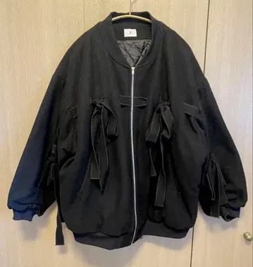 merry jenny 리본 블루종 블랙 충전솜 아우터