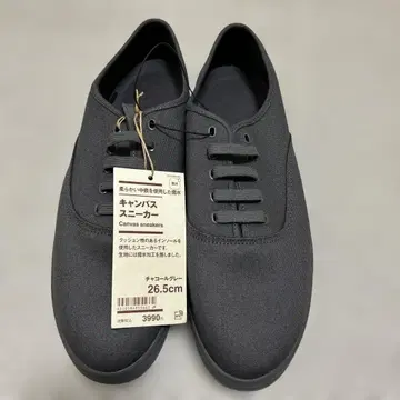 [ 새상품 ] 무인양품 발수 캔버스 스니커즈 차콜 그레이 26.5cm