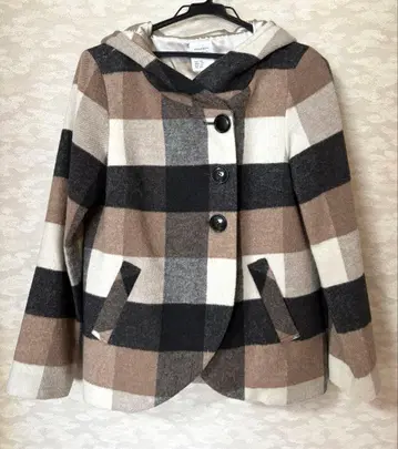 [ 새상품급 ] PAGEBOY 체크 무늬 더플 코트 피코트
