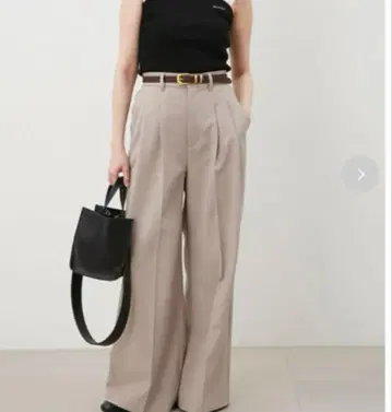 미라 오웬 허리밴딩 2턱 와이드 팬츠