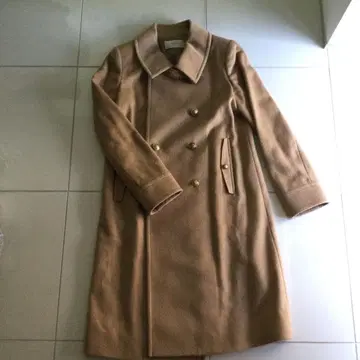 프레이 아이디 베이지 더블 브레스트 롱 코트 Used 상태 좋음