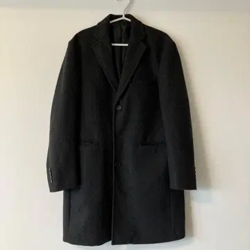 블랙 울 혼방 체스터 코트