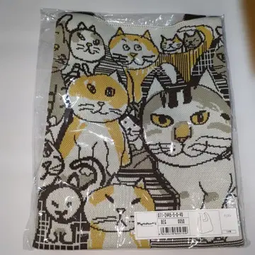 새상품 맨해트너즈 니트 토트 니트 백 고양이 패턴
