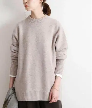 IENA AQUA 크루 풀오버 베이지