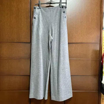 코토리웍스 울 와이드 팬츠 사이드 버튼 그레이 L 사이즈