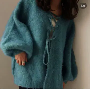 mideal 2way mix color 레이스업 가디건