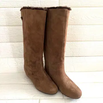 새상품급! via rosa 스웨이드 롱 부츠 천연 가죽 퍼 보아 따뜻한