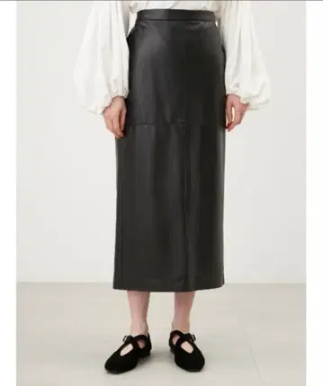 milaowen 블랙 가죽풍 스커트