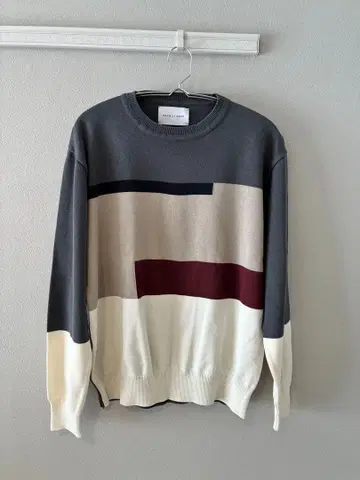 캐주얼 니트 스웨터 블록 컬러