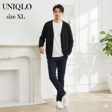 고품질 유니클로 UNIQLO 가디건 울 100% XL 블랙