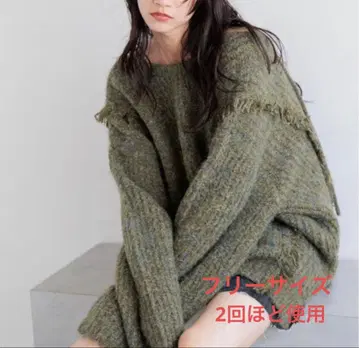 로리즈팜 2way 프린지 멜란지 LS 니트